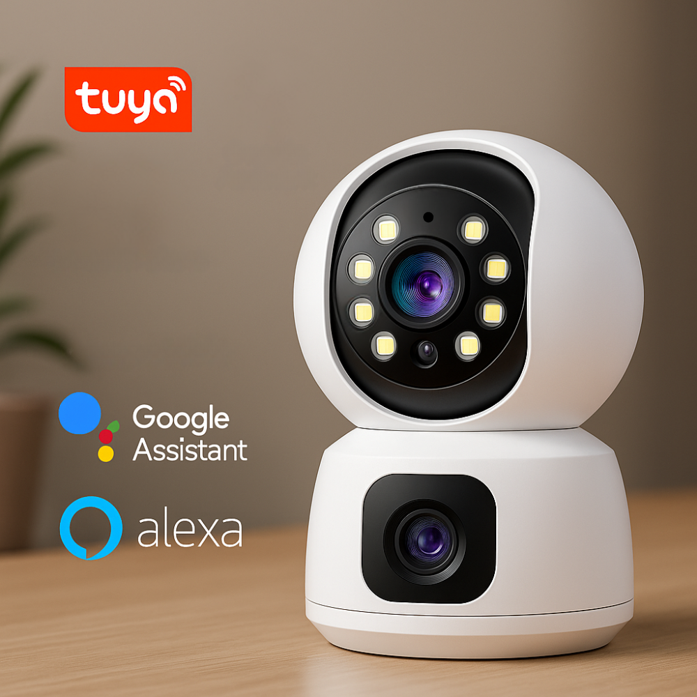 Caméra de Surveillance Intérieur 360° 4K (8MP) Tuya | Double Objectif avec suivi IA