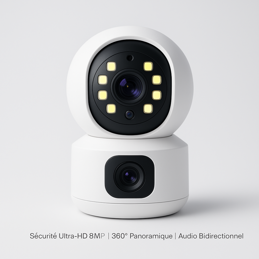 Caméra de Surveillance Intérieur 360° 4K (8MP) Tuya | Double Objectif avec suivi IA