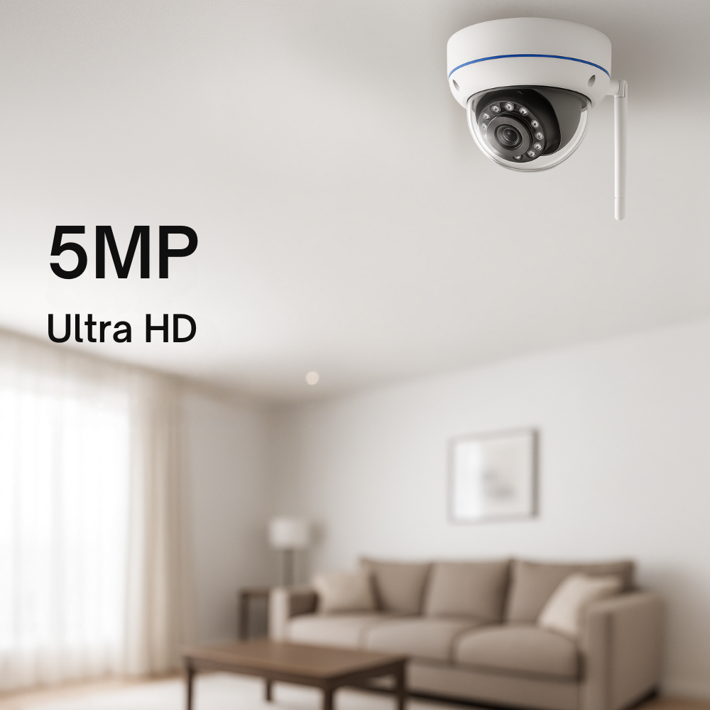 Caméra Dôme Extérieur UHD (5MP) Tuya | Vision Nocturne & Détection IA