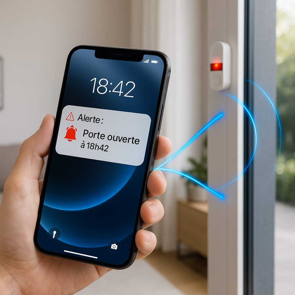 Détecteur d'Ouverture Porte & Fenêtre Connecté WIFI/Zigbee Tuya avec Alarme