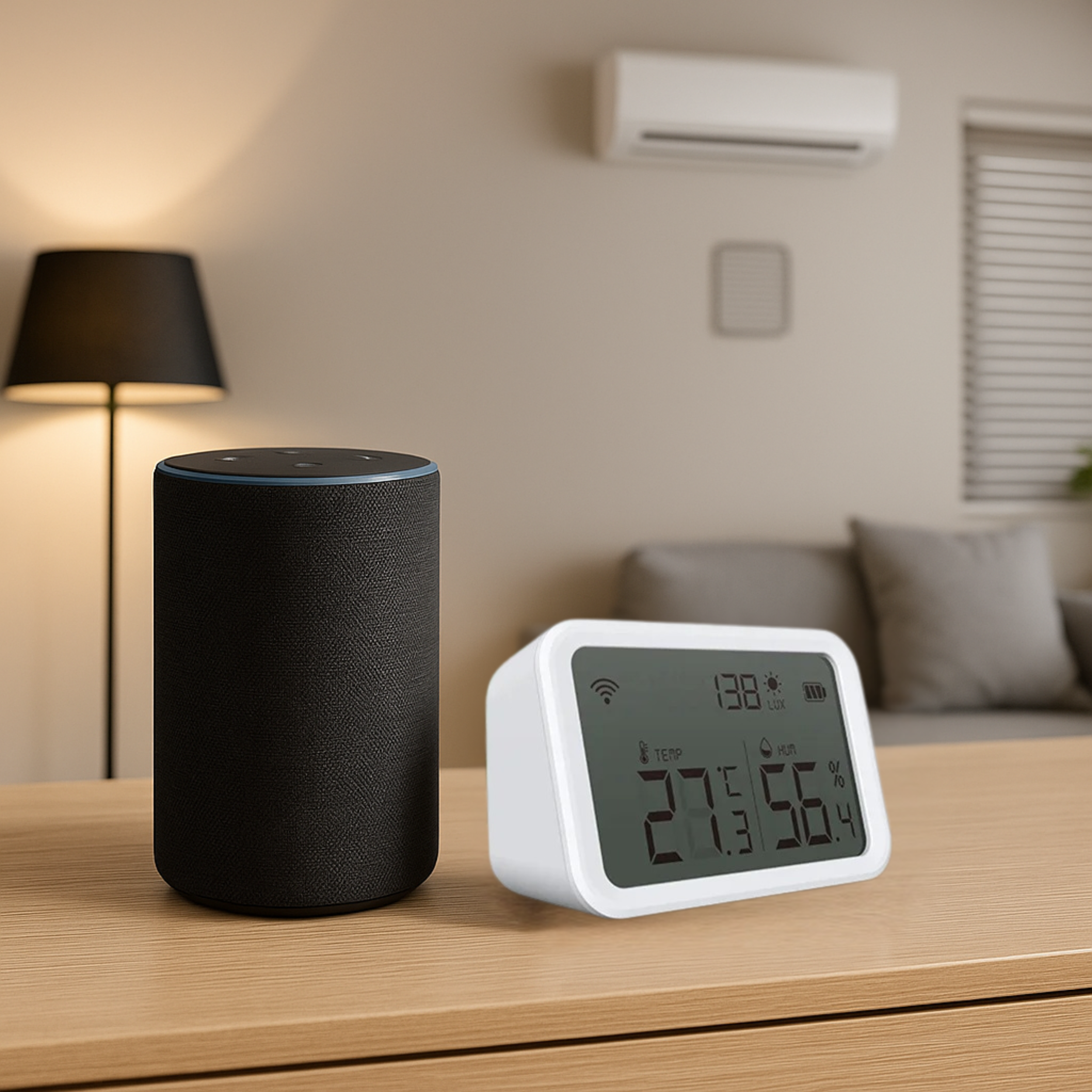 Capteur Connectée WIFI/Zigbee Tuya - Température, Humidité & Luminosité avec Écran LCD