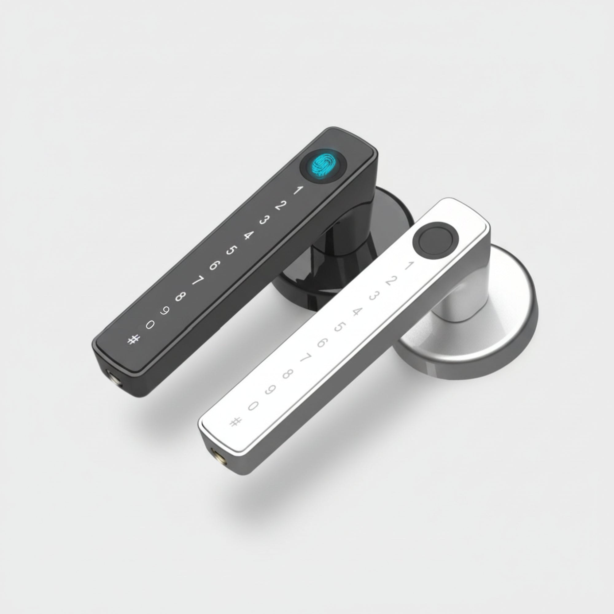 Serrure connectée biométrique 5 en 1 Tuya | Empreinte, Code, Carte RFID, Application & Clé