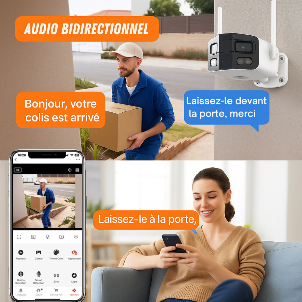 Caméra de surveillance extérieur Grand Angle 180° 4K (8MP) Tuya