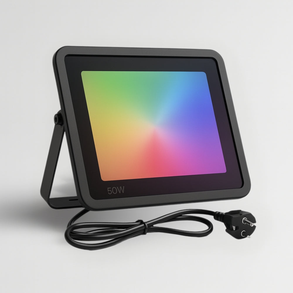 Projecteur LED extérieur connecté Tuya | WiFi étanche IP66, RGB, compatible Alexa & Google