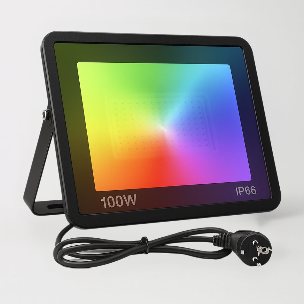 Projecteur LED extérieur connecté Tuya | WiFi étanche IP66, RGB, compatible Alexa & Google