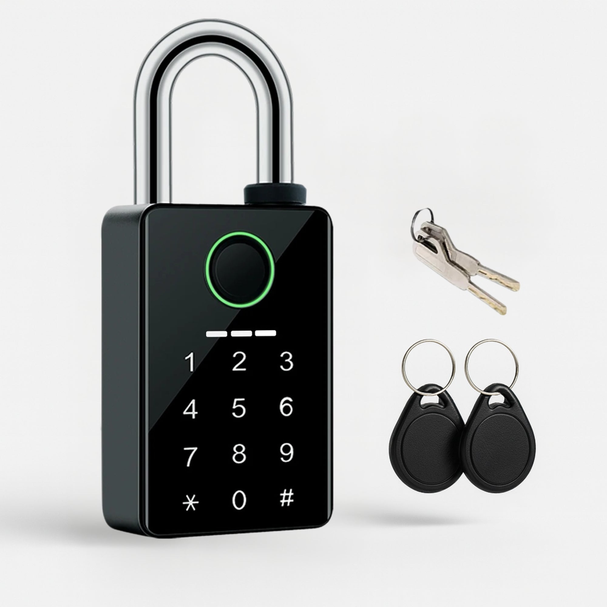 Cadenas connecté biométrique IP66 Tuya | Empreinte digitale,Clé, Carte RFID & Mot de passe