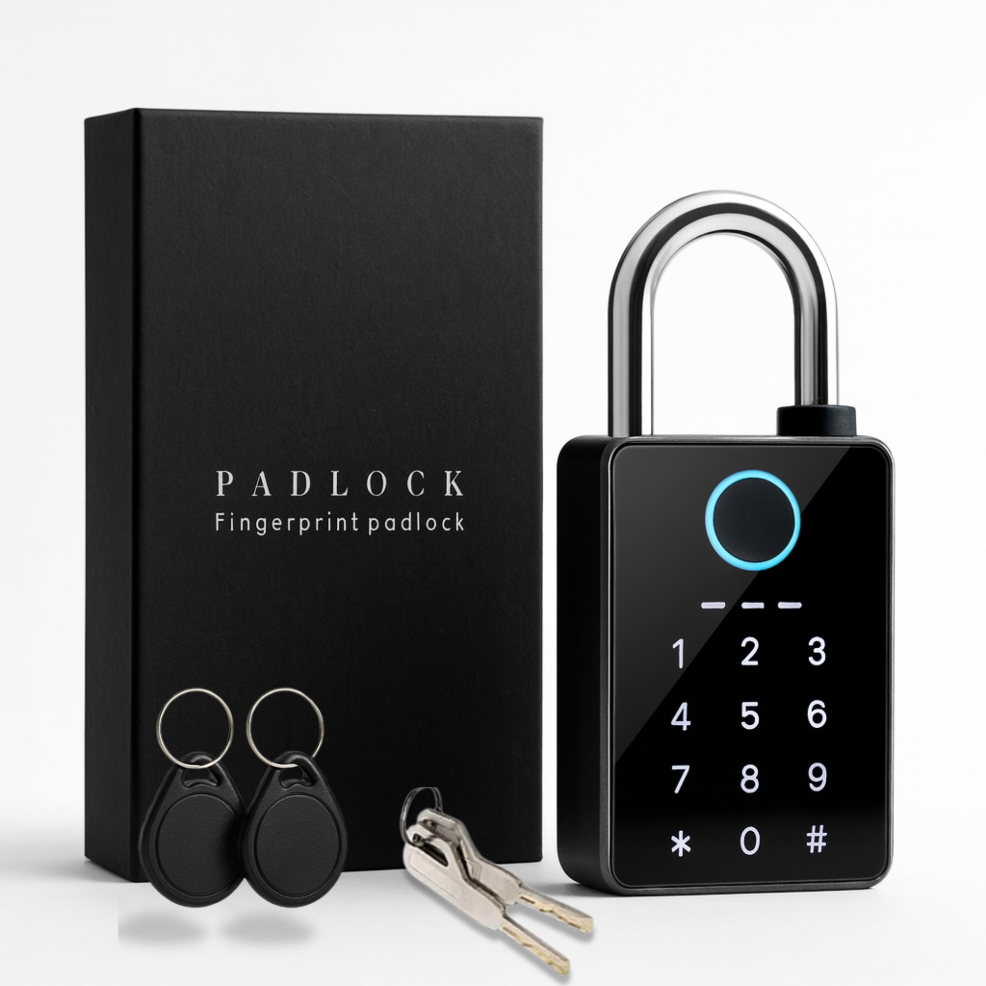 Cadenas connecté biométrique IP66 Tuya | Empreinte digitale,Clé, Carte RFID & Mot de passe