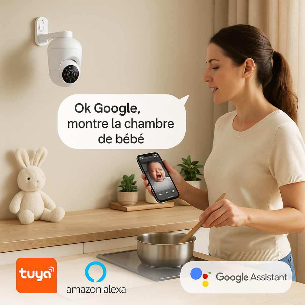 Caméra de Surveillance Intérieur PTZ 4K Tuya (8MP) | Suivi automatique & Vision nocturne